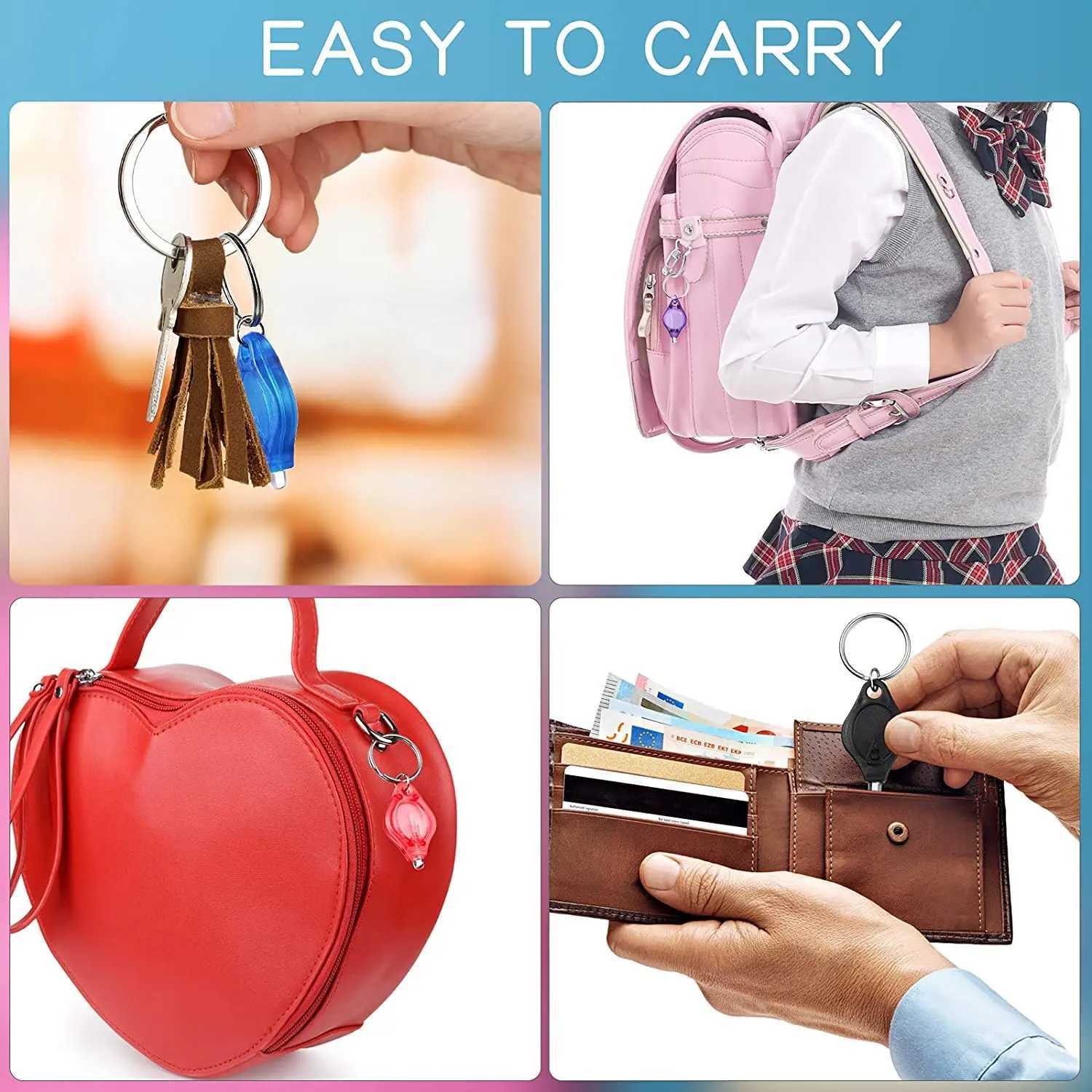 Mini LED Keychain light Multicolored Cool Rainbow White Red Yellow Green Blue Purple Key chain lamp Portable backup stairs Torch W250701