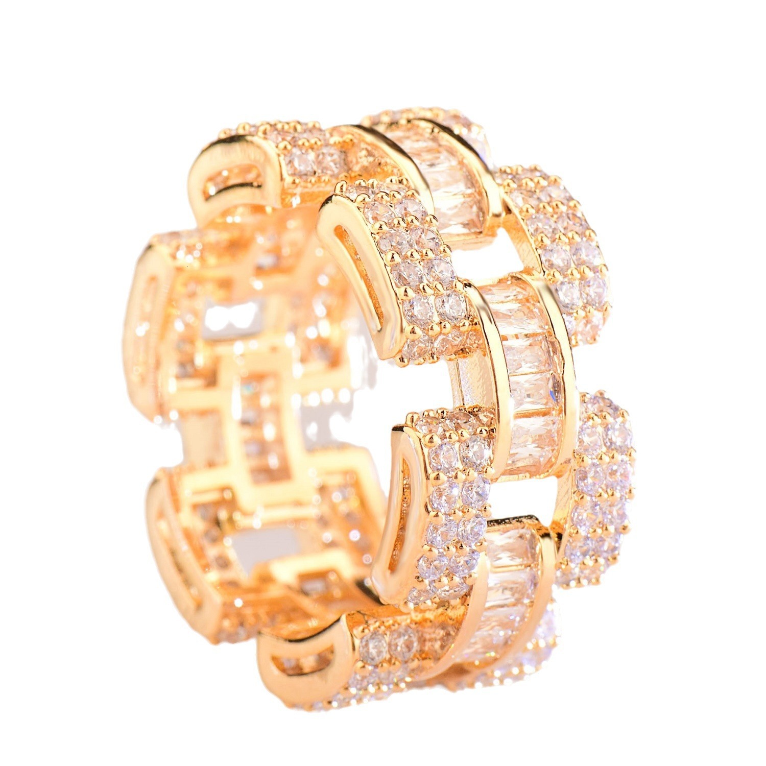 Luxury VVS Moissanite Iced Out Hip Hop Edgy Metallic Irregular Ring Minimalist Cool Style Versatile Bling Jewelry Passes the Diamond Tester
