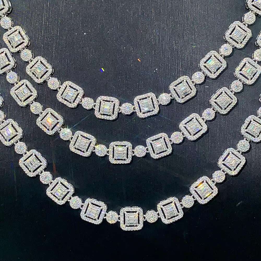 Customized Moissanite Cuban Link Chain Gemstone VVS GRA Certificate Hiphop Style Square Pendant Necklace