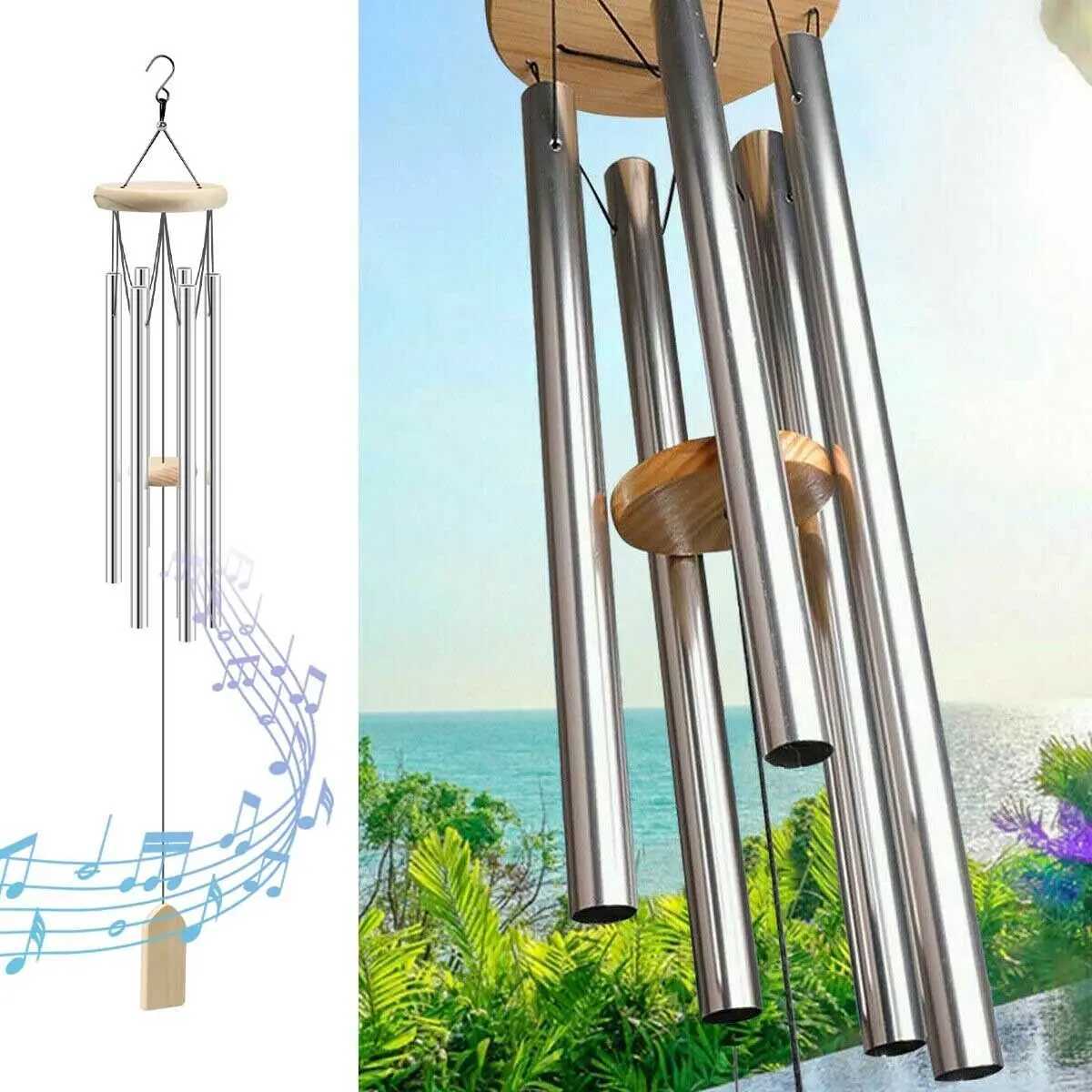 6 Tubes Wind Chimes Garden Outdoor Living Decoration Metal Wind Chimes Hanging Ornament Coffee Shop Wind Chimes Tubes X250627