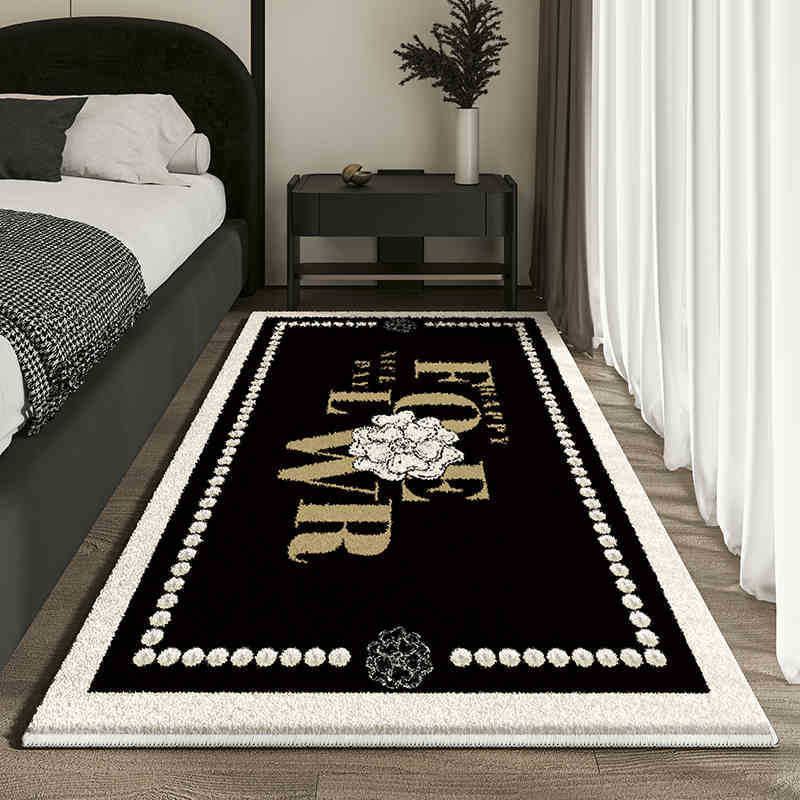 VIKAMA French Light Luxury Premium Feeling Faux Cashmere Carpet Dirty Bedroom Bedside Anti-slip Pad Home Decoration
