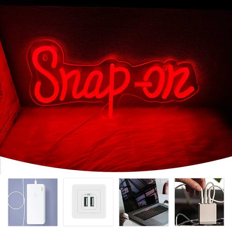 Snap-On Neon Sign Red Letter Billboard Sign USB Power Supply Luminous Home Decor Used For Garage Bar Game Room Wall Decor. XJ250626