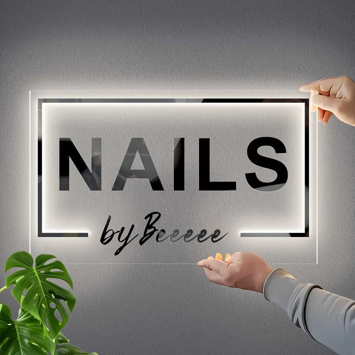 Custom LED Acrylic Signs Can UV Print Business Beauty Nails Salon Hair Studio Signage Company Office Name LED Neon Signs XJ250626