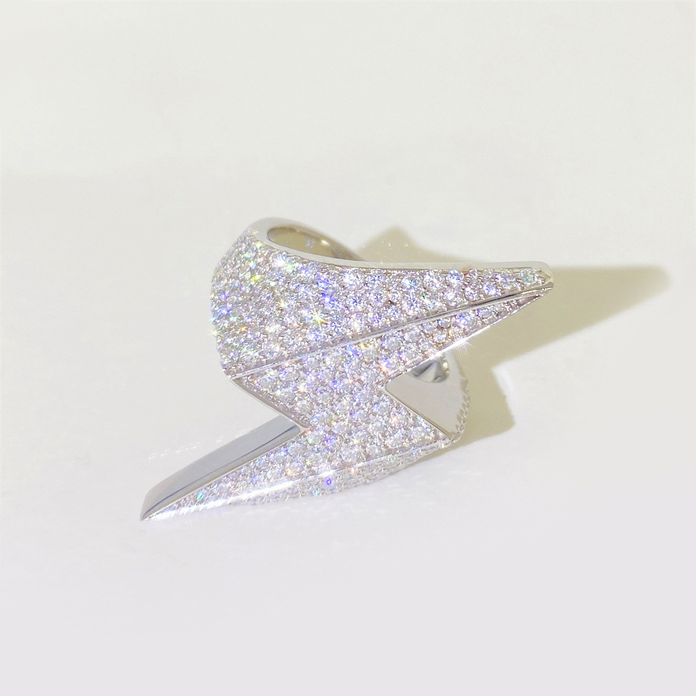 Fine Jewelry GRA Moissanite 925 Silver Iced Out Hip Hop Lighting Symbol Men's Rings