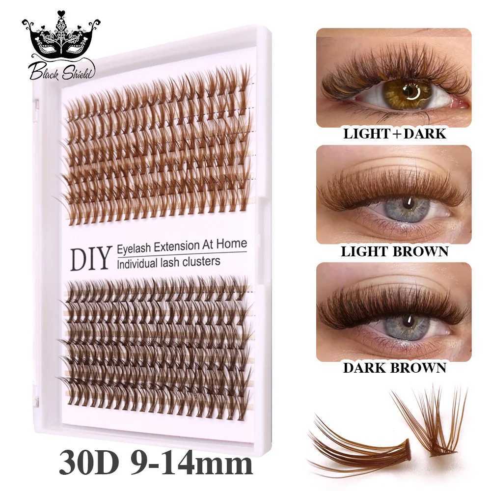 30D Mix Brown Lash Cluster Kit Mixed Length Fluffy Individual Lash Extension Kit DIY 240Pcs Eyelash Extension Kit Natural Brown W250627