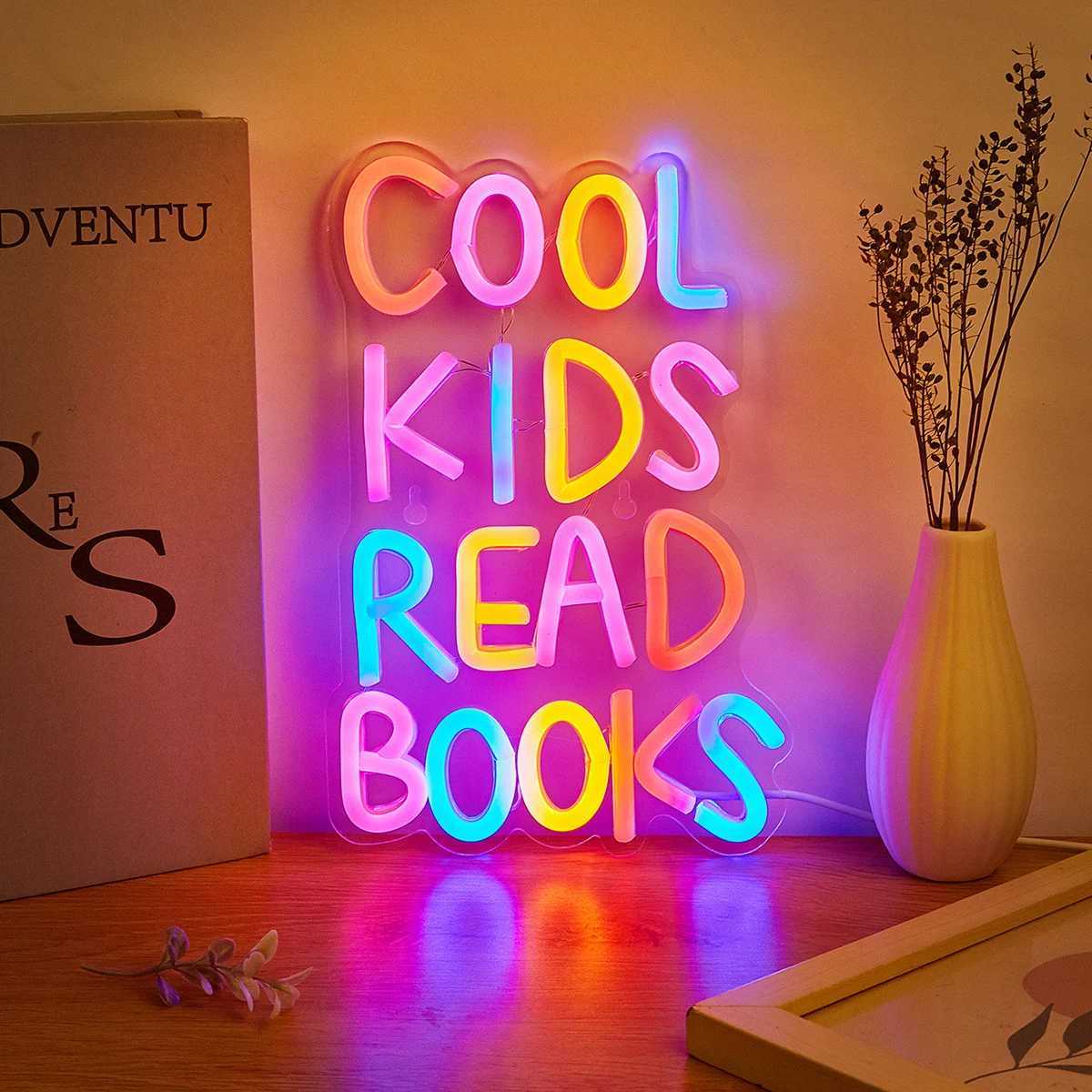 Chi-Buy 1PC Cool Kids Read Books LED Neon Sign USB Powered Wall Decoration Neon Light Signs Suitable For Party WeddingXJ250626