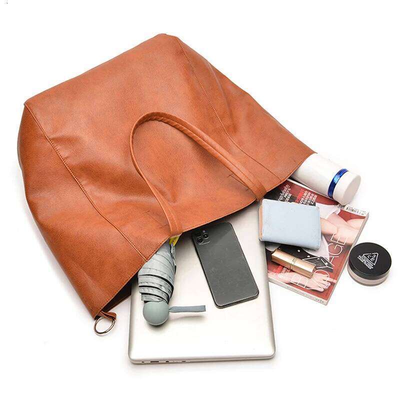 Women's Bags Designer Retro Soft Casual PU Leather Large Capacity Shoulder Women Trendy Tote Bag Popular Fashion Travel Handbag