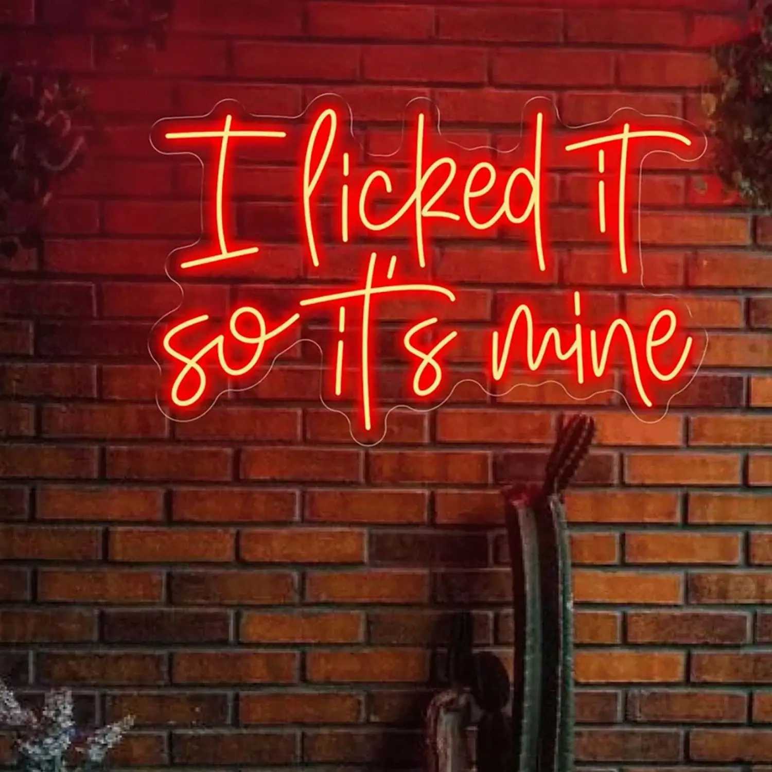 I Licked It So Its Mine Neon Sign LED Neon Light for Bar Club Wedding Birthday Wall Art Decor USB Letters Light Up Sign GiftXJ250626