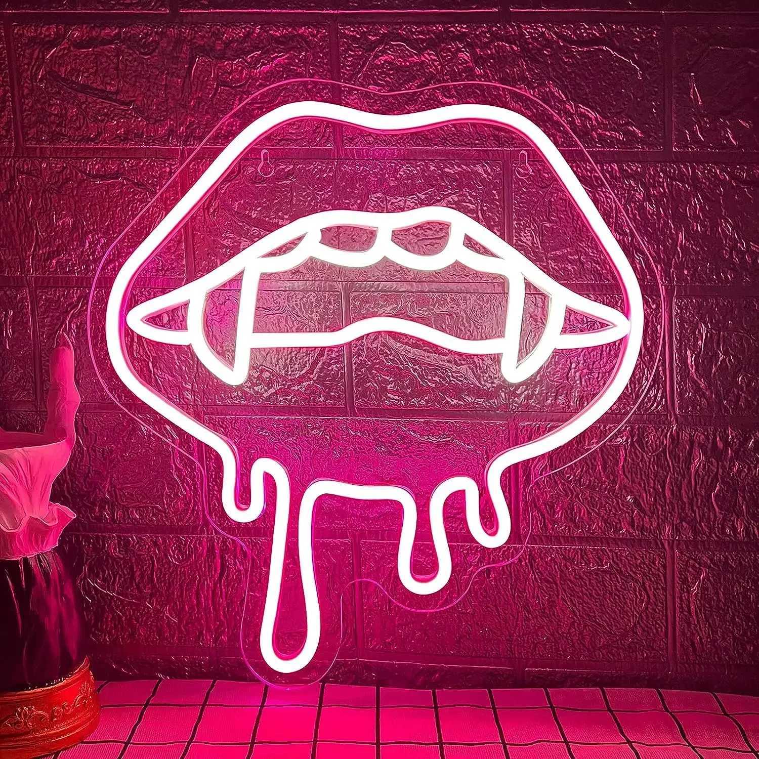 Vampires Lips Neon Light for Wall Decor for Party Aesthetics Decoration Creative Neon Sign for Unique Gift Bedroom Bar Room Art XJ250626