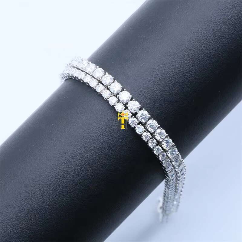 Classic Design Stylish Hip Hop Tennis Chain D Color Diamond Sterling Silver 4mm Moissanite Tennis Bracelet