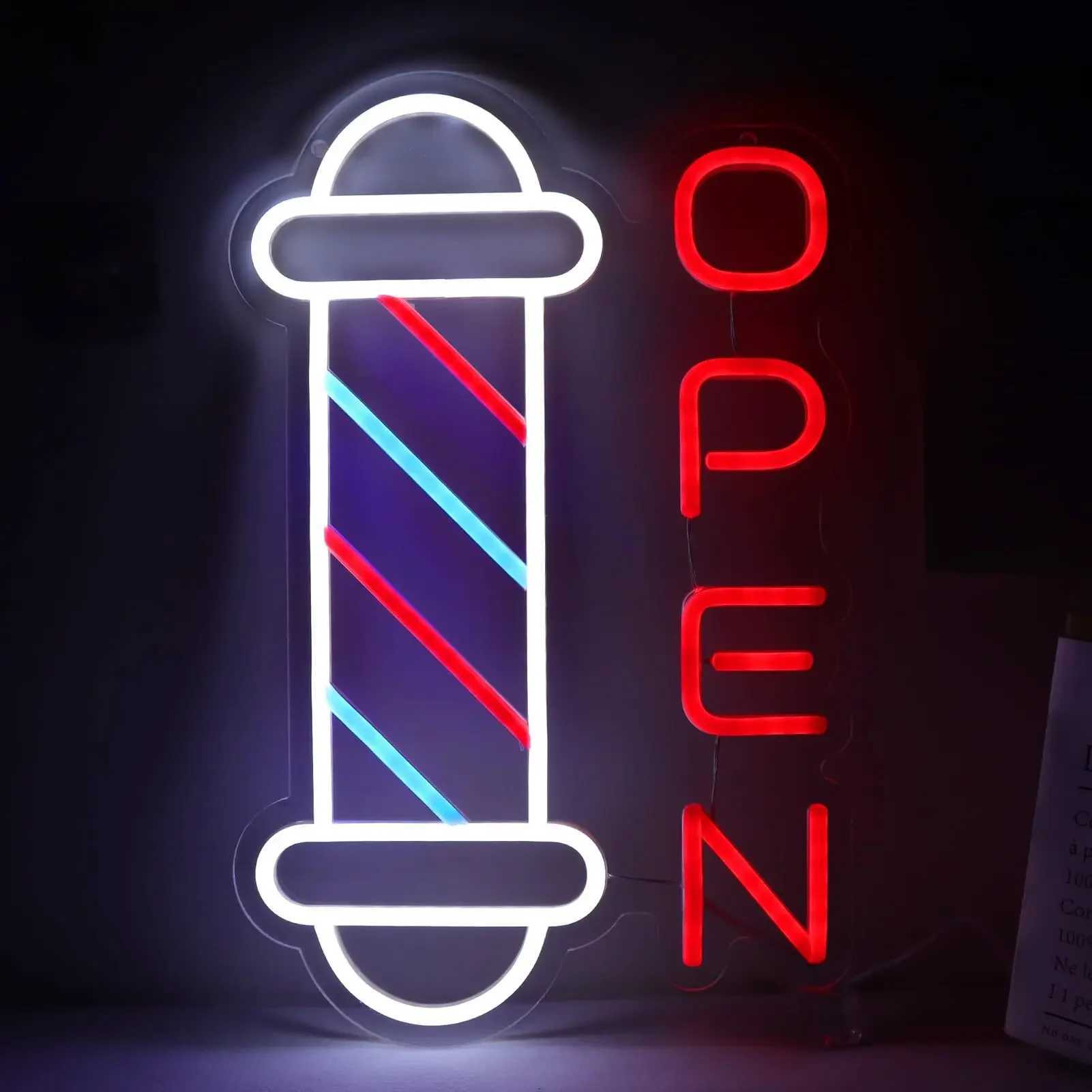 Barber Shop Neon Signs for Wall Decor Open Neon Lights for Bedroom LED Signs for Barber Shops Hair Salon Gift for Hairdresser XJ250626