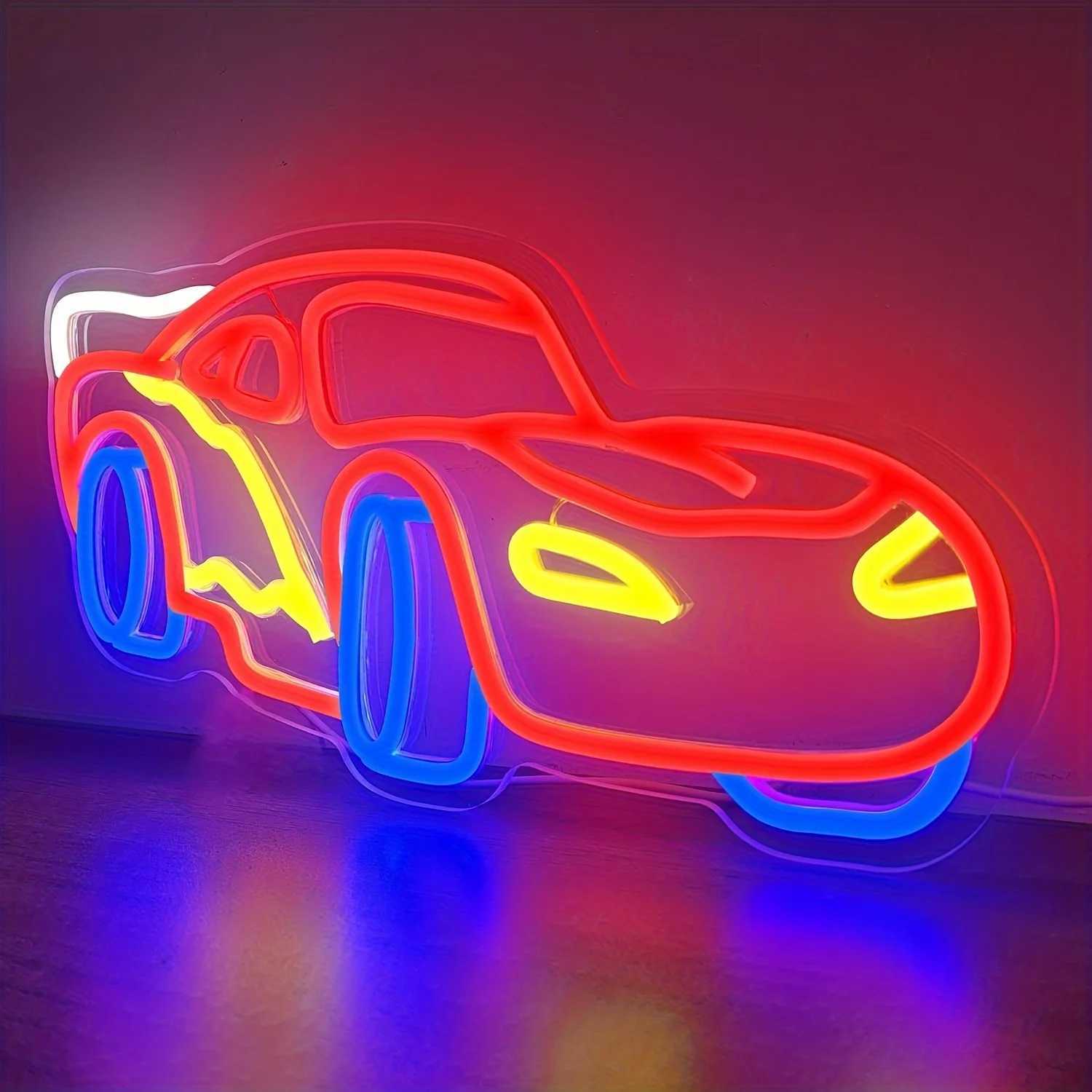 Car Neon Sign LED Neon Racing Sign Car Neon Signs Lit Sign Bedroom Boys Room Games Room Birthday Party Gifts Wall Decor XJ250626