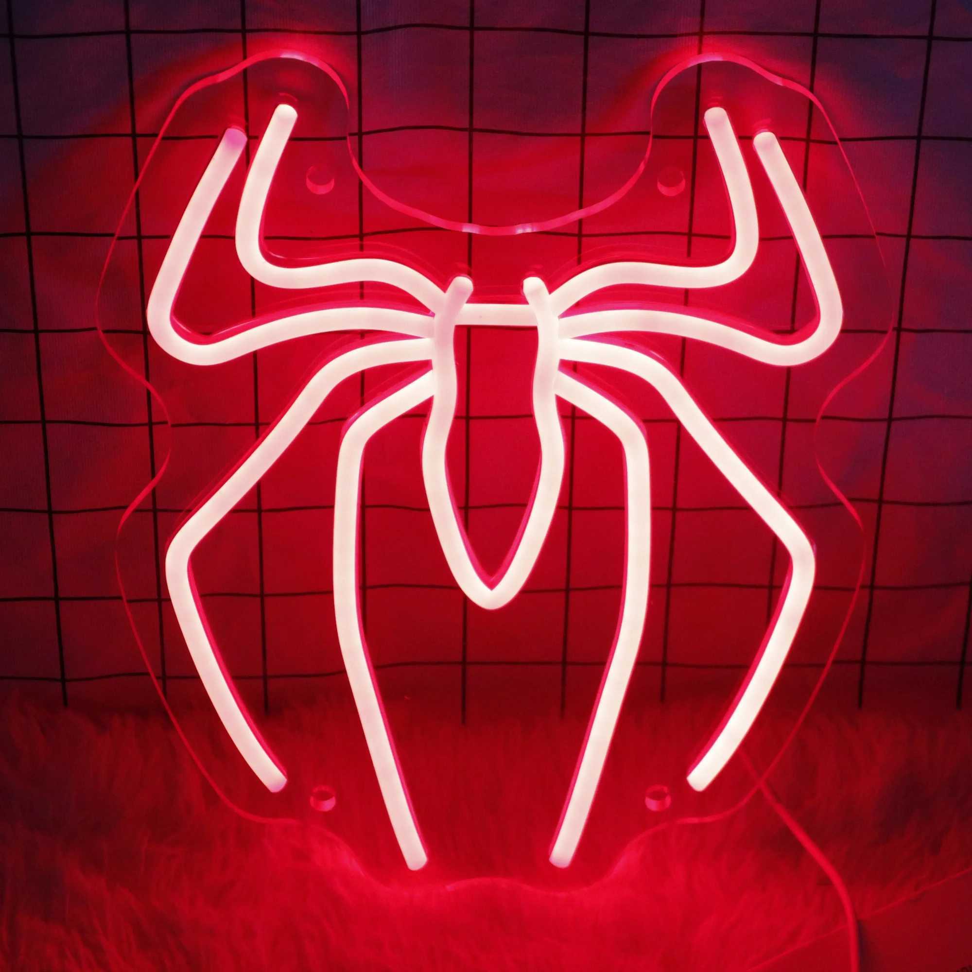 Spider Anime Neon Sign LED Light Up Sign Neon Signs for Game Room Man Cave Bar Kids Bedroom Wall Decor Fun Birthday Gift XJ250626