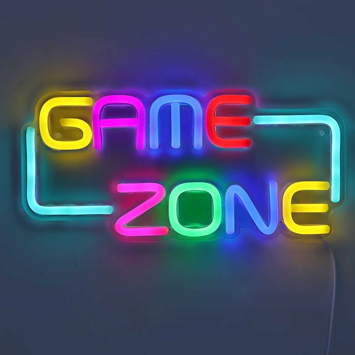 Game Zone LED Neon Sign - USB Powered Wall Hanging Single Color Multipurpose Night Light for Gaming RoomHomePartyPubClubXJ250626