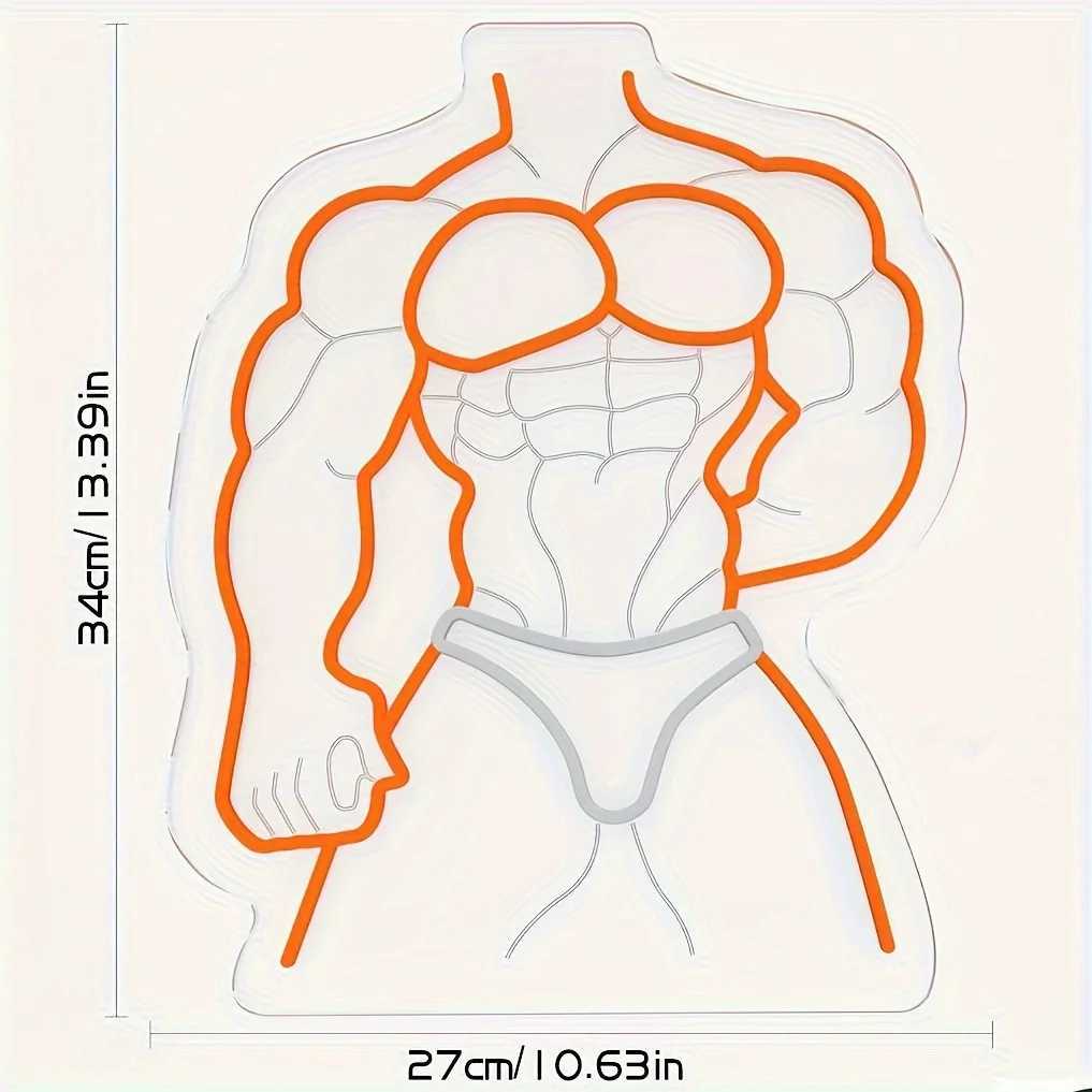 Muscle Man Neon Signs USB Powered Abdominal Muscle LED Neon Light Wall Decor For Bar Man Cave Fitness Room Bdedroom DecorationXJ250626