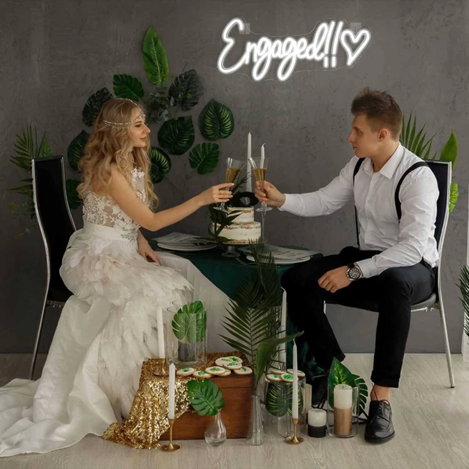 Engaged Letter Neon Sign LED Light USB Powered Wedding Site Decoration Wall Decor Bedroom Anniversary Engagement Proposal DecorXJ250626