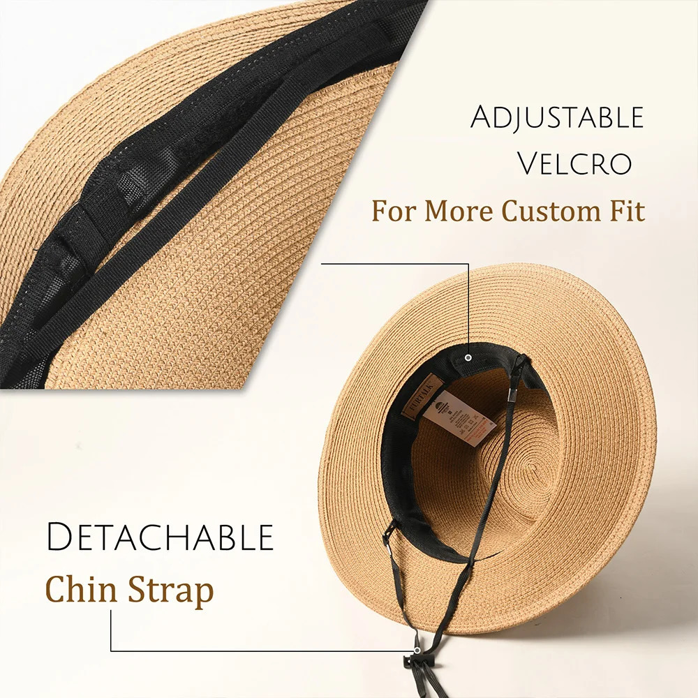 Summer Men Women Panama Straw Hat Wide Brim Beach UV Sun Protection Fedora Sun Hat Beach Wear 250627