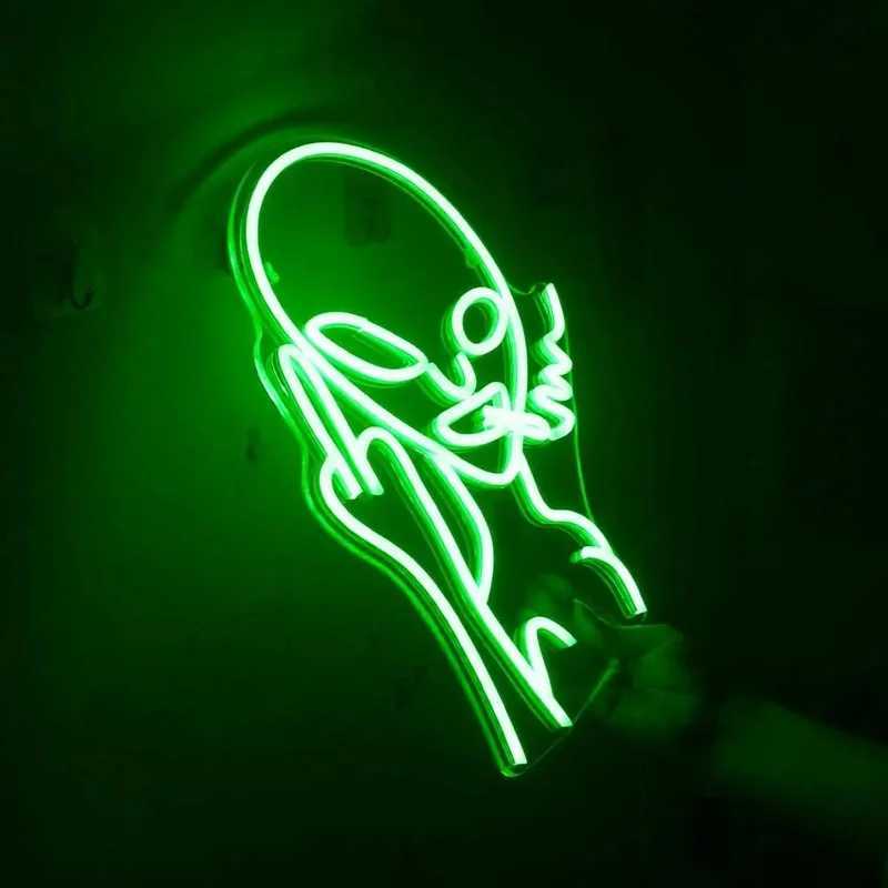 Ineonlife Neon Sign Light LED Fun Bar Party Restaurant Wall Decoration Smoking Alien Design Personality House Advertising Wall XJ250626