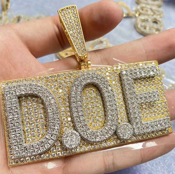 Iced Out Custom Moissanite Pendant Hip Hop VVS Diamond 925 Sterling Silver Men Chain with Fashion Round Letter Name Jewelry