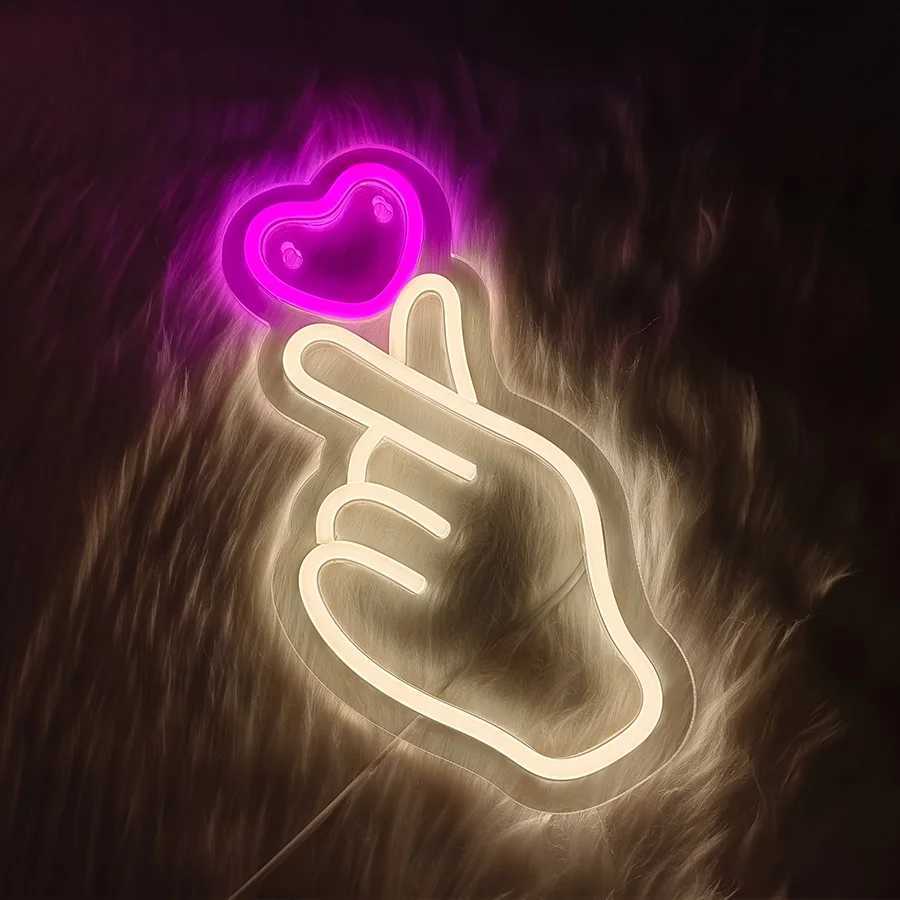 Hand-To-Hand Neon Sign LED Pink Love Icon USB Powered Switch Used for Bedroom Club Wedding Birthday Background Decor. XJ250626