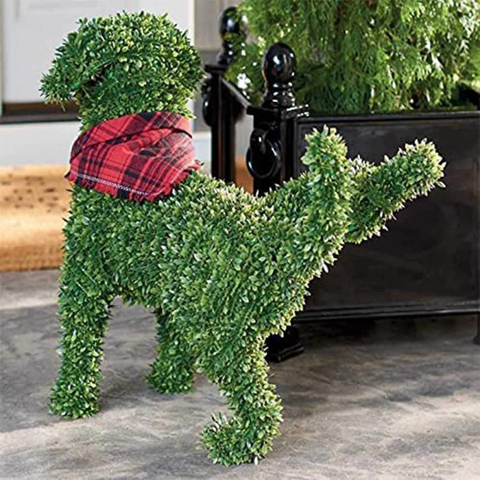 Decorative Peeing Dog Topiary Flocking Dog Sculptures Statue Without Ever a Finger to Prune or Water Decorative Pet Garden Decor X250627