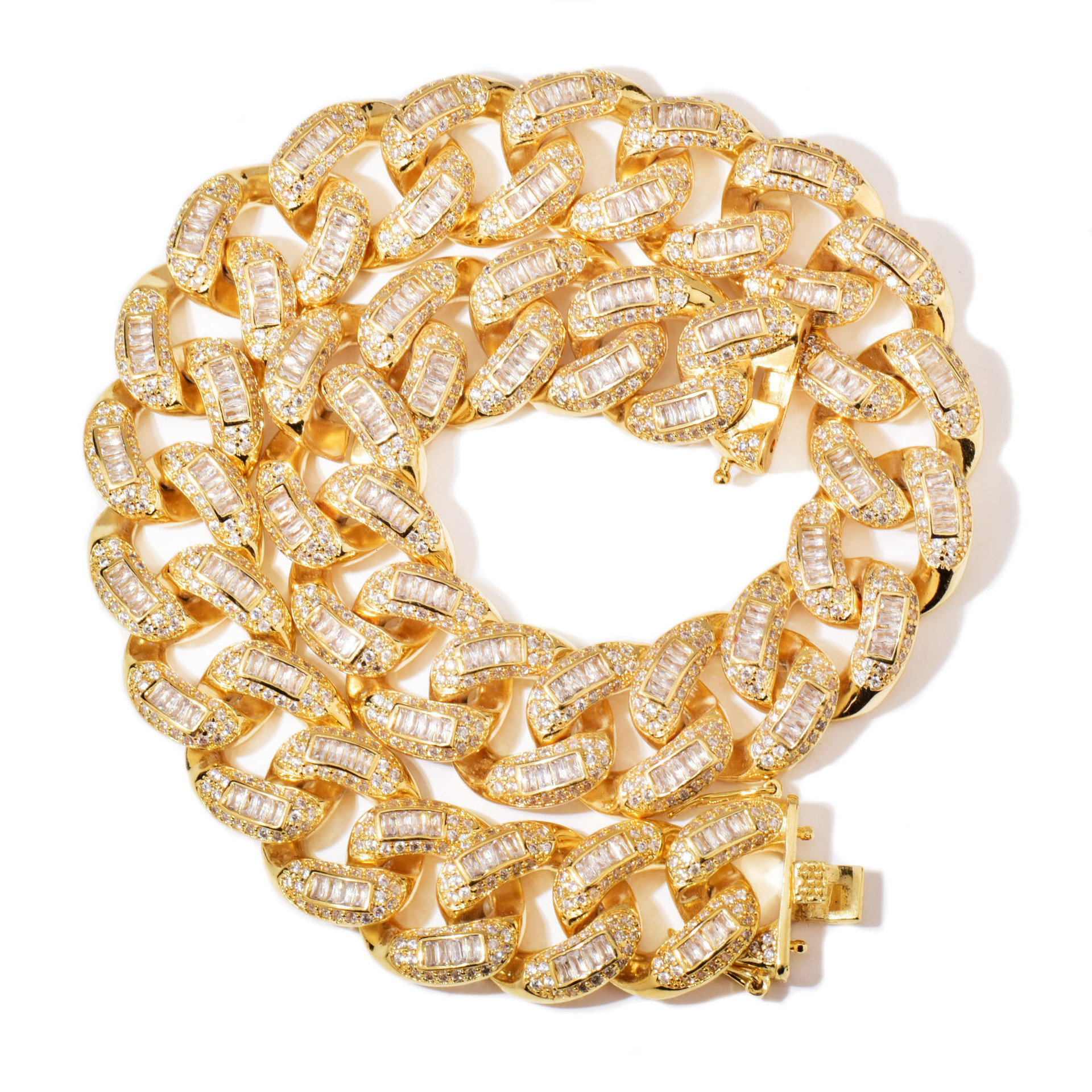 New Release 20mm Luxury Gold Plated VVS Moissanite Iced Out Hip Hop Step Cut Cuban Chain Edgy Bling Statement Jewelry Passes the Diamond Tester