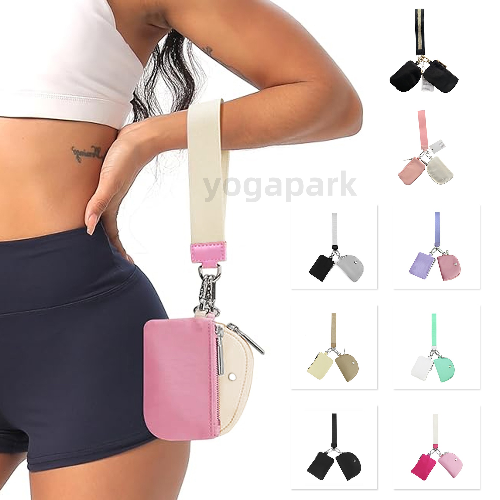 Yoga wristlet clutch bag keychain wallet yoga bag gym bag mini Designer purse with detachable zipper wrap around wrist guard wallet portable