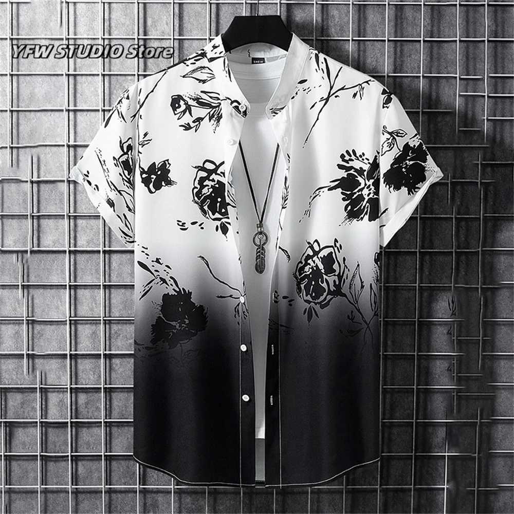 Summer 3D Graffiti Blossom Printed Shirts for Men Fashion Streetwear Long Sleeve T Shirt Unisex Hawaiian Shirts Blouses W250627