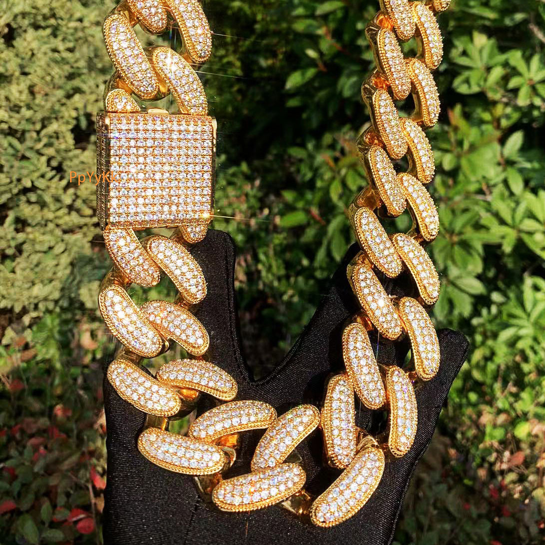 36mm Luxury VVS Moissanite Iced Out Miami Cuban Link Chain Hip Hop Bold Men's Rap Statement Necklace Passes the Diamond Tester