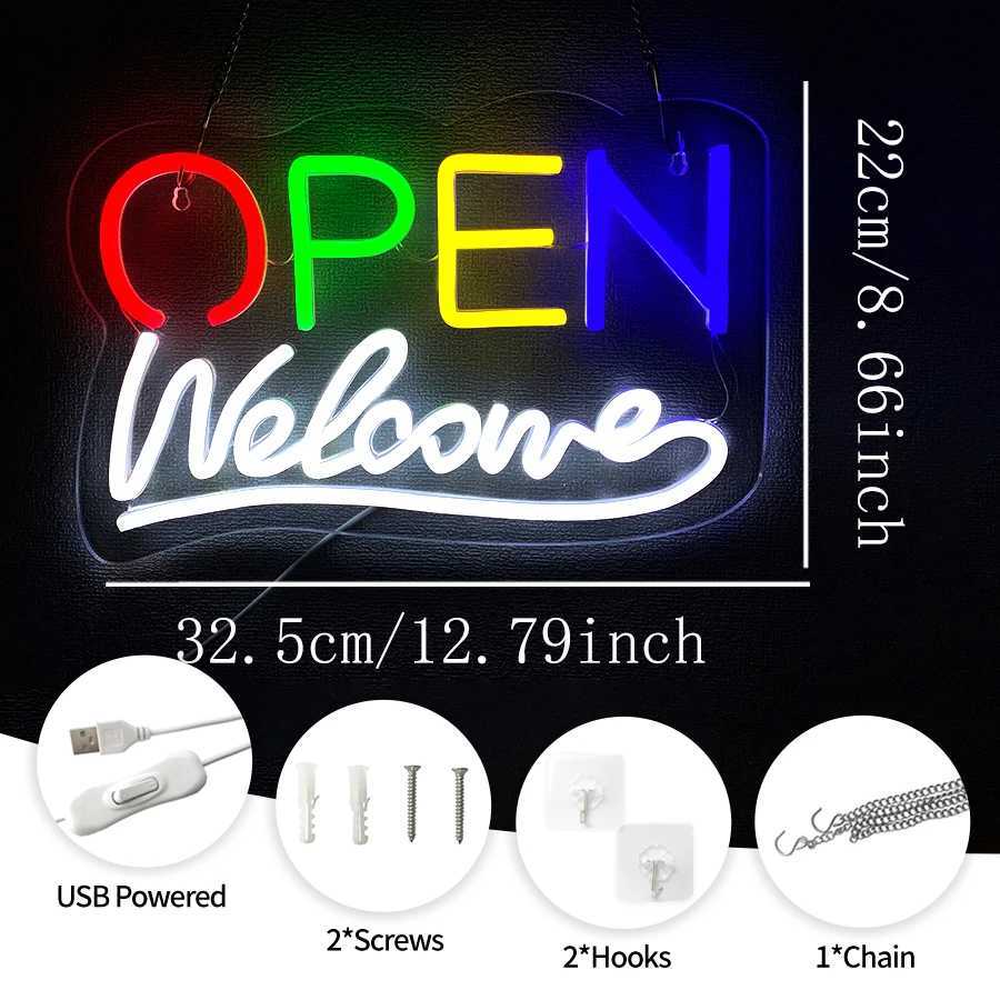 Open Welcome Neon Sign For Wall Decor LED Neon Light For Business Bar Decor Club Shop Restaurant Salon Hotel Coffee Shop XJ250626