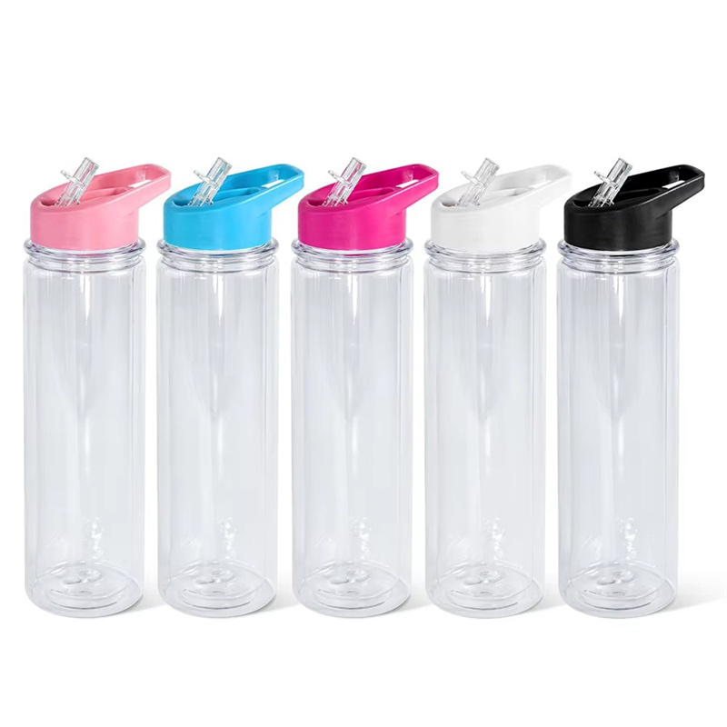 500ml 17oz Snow Globe Plastic Cups Double Wall Acrylic Tumbler Pre Drilled Water Bottle With Flip Lids & Hole Stopper For Glitter And UV DTF Wraps