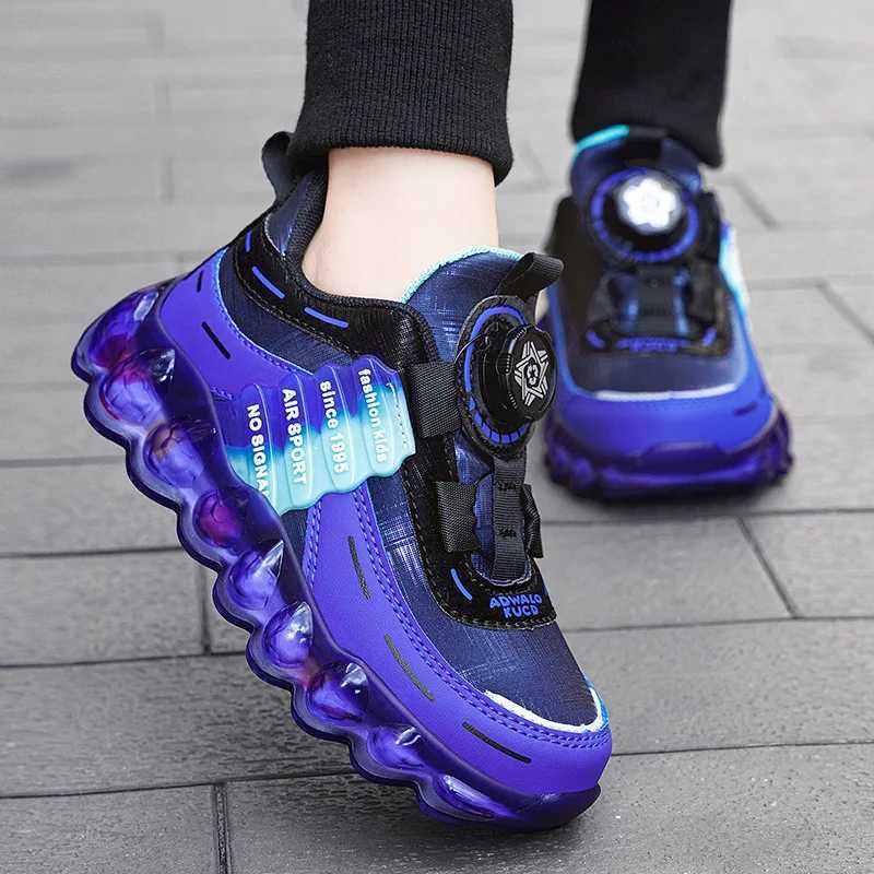 Boys and Girls Sneakers Lightweight Running Rotate Button Rubber Outsole Children Sport Shoes Outdoor Casual Kids Footwear C260130