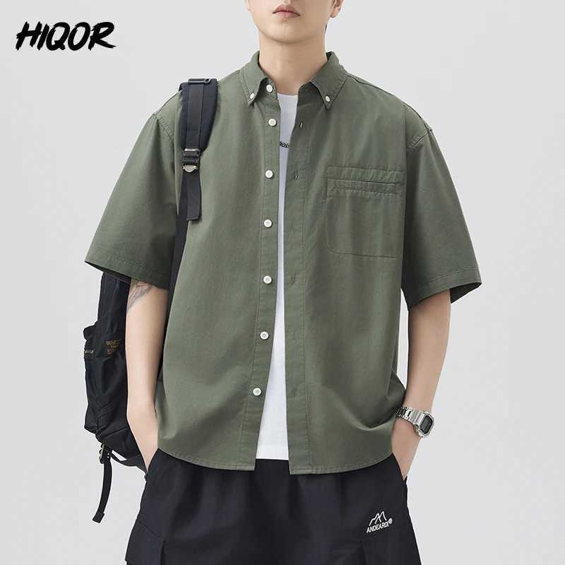 Fashion Style Baggy Solid Shirts Mens Short-sleeve Shirt Summer New Button Turn Down Neck Street Loose Casual Top Clothing Men W250627