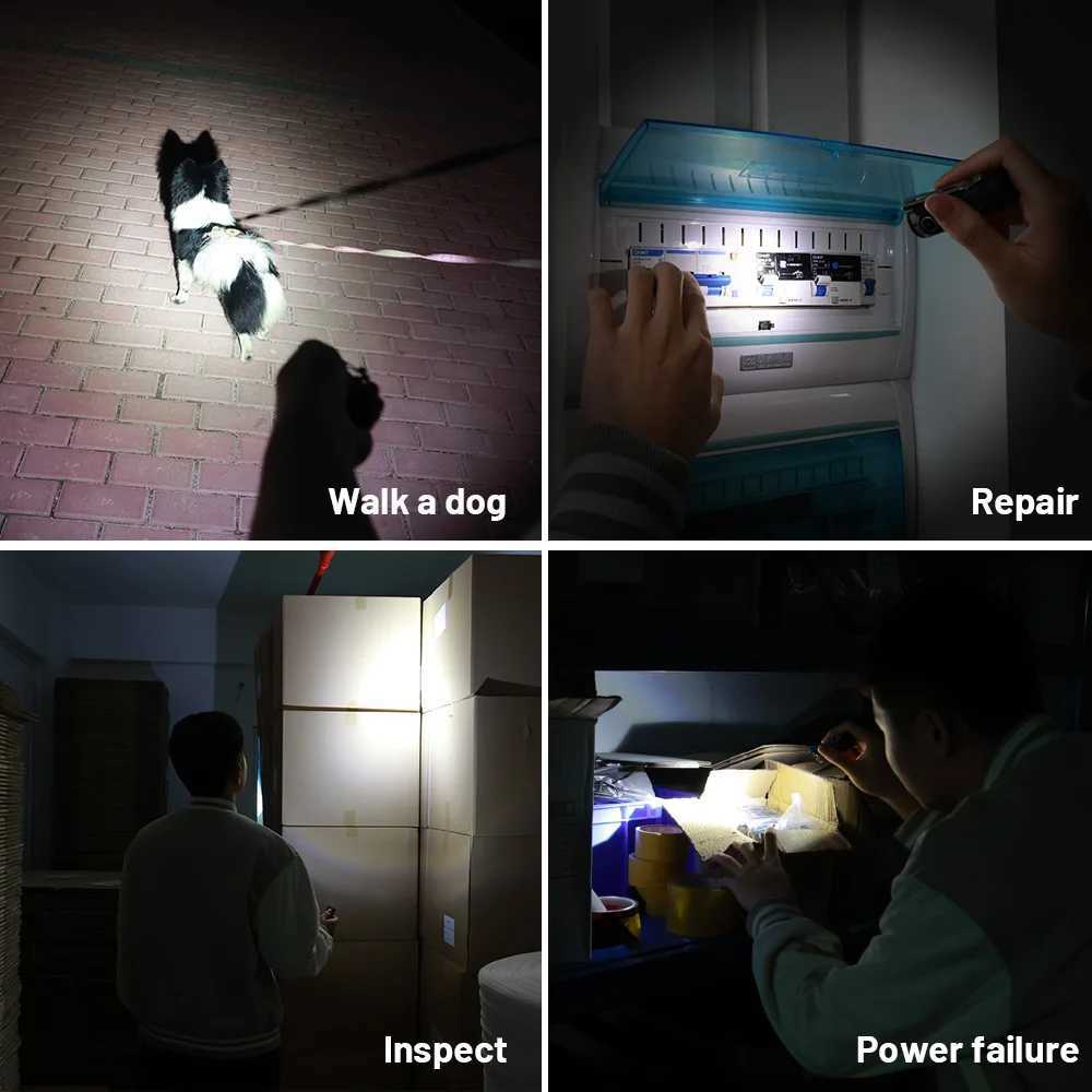 Sofirn Mini SC13 SST40 LED 1300lm Tactical 18350 Rechargeable Flashlight 6000K Keychain Emergency Torch LED Light with Magnetic W250701