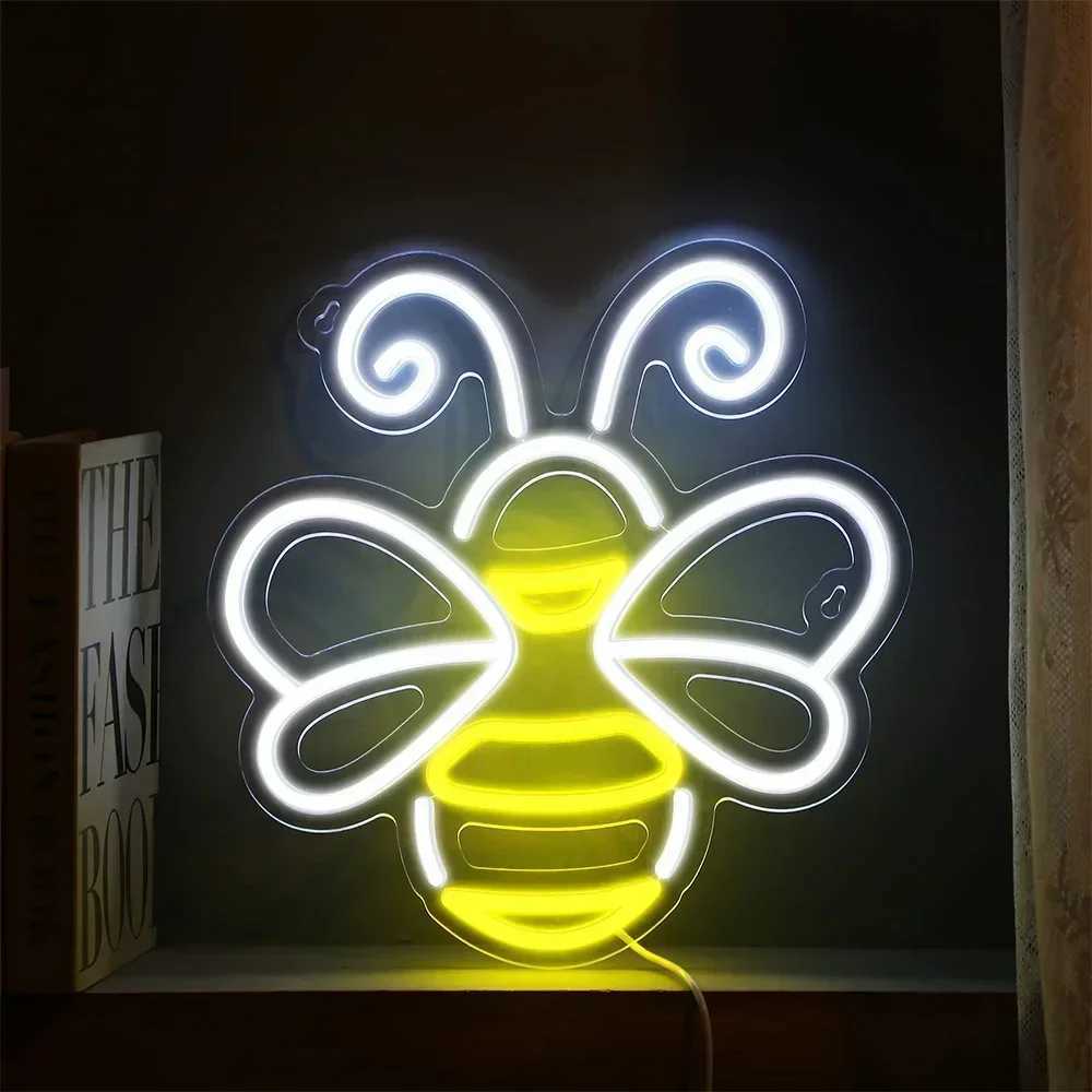 Bee Neon Sign Honey Neon Light Sign LED Animal Neon Lamps for Wall Hanging Bedroom Child Room Playground Shop Decor GiftXJ250626