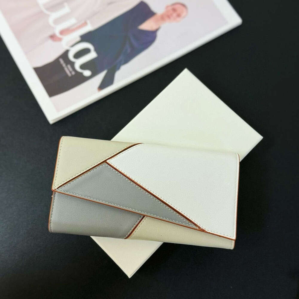 2024 New Anagram Vertical Genuine Leather Long Wallet Puzzle Geometric Cowhide 70% off Large Cash Clip