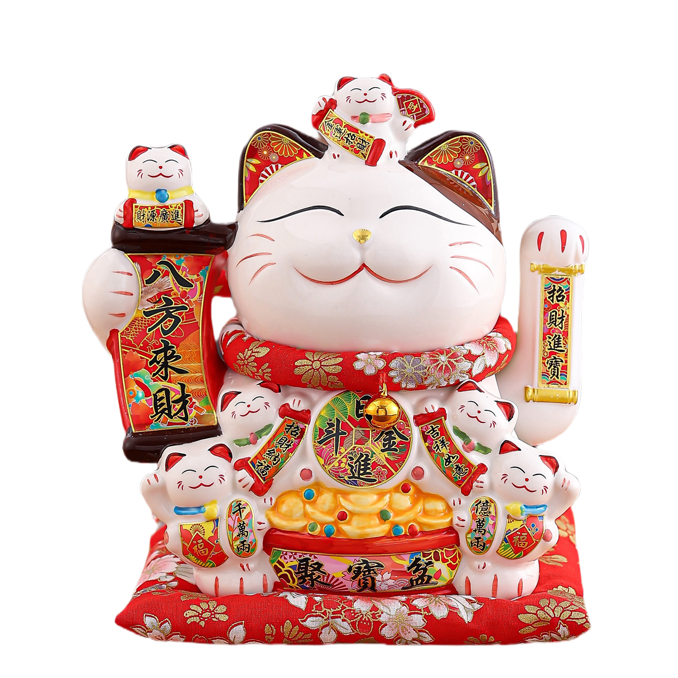 Sophisticated Ceramics Elegant Zhaocai Cat Figurine Perfect Accessory for Livin Rooms, Offices & Gift Giving Handcrafted Ceramic Decoration