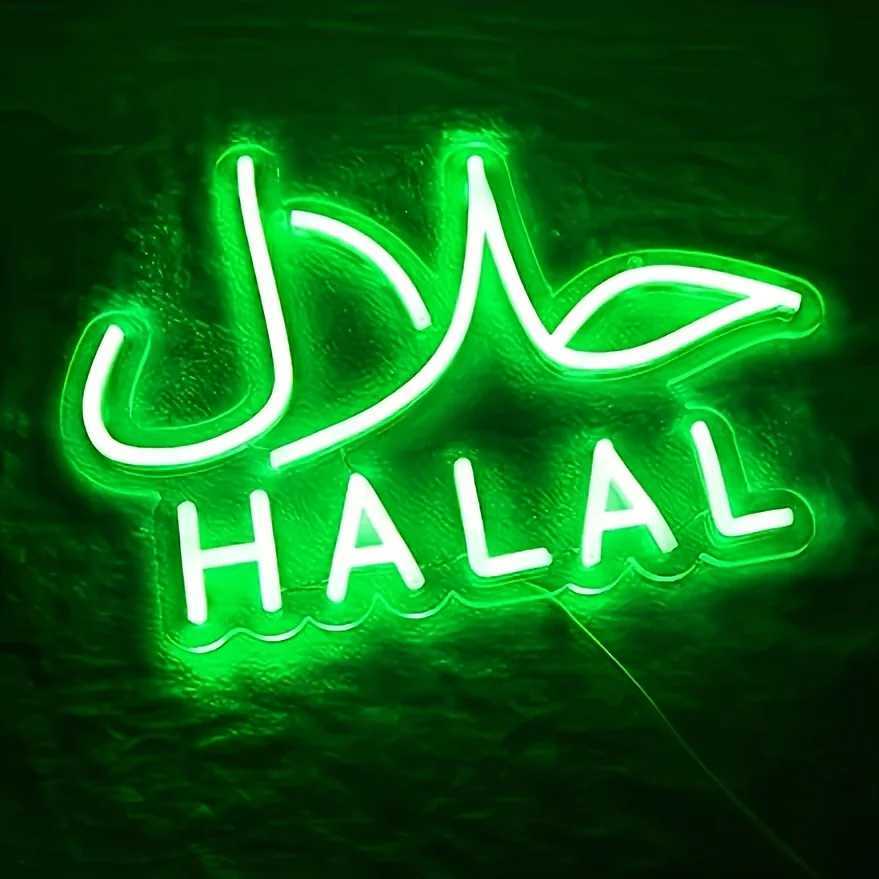 Halal neon sign for wall decoration neon sign Arabian restaurant nail salon business LED wall art window door halal restaurant XJ250626