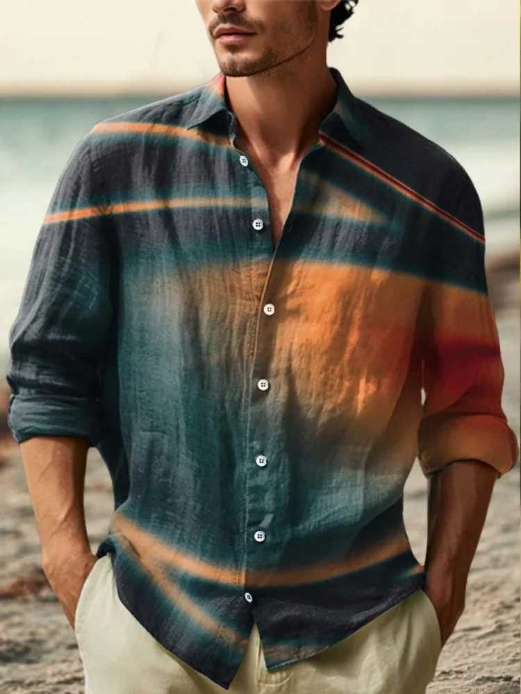 2025 Yksek kaliteli erkek yeni keten gmlek gndelik moda giyim kuma rahat nefes alabilen gmlek W250627