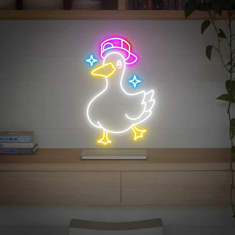 Anime Duck Neon Sign Custom Animal Sign Up for Kids Baby Game Room Bedroom Cute Duck Decor Bar Club Pub Shop Neon Gift XJ250626