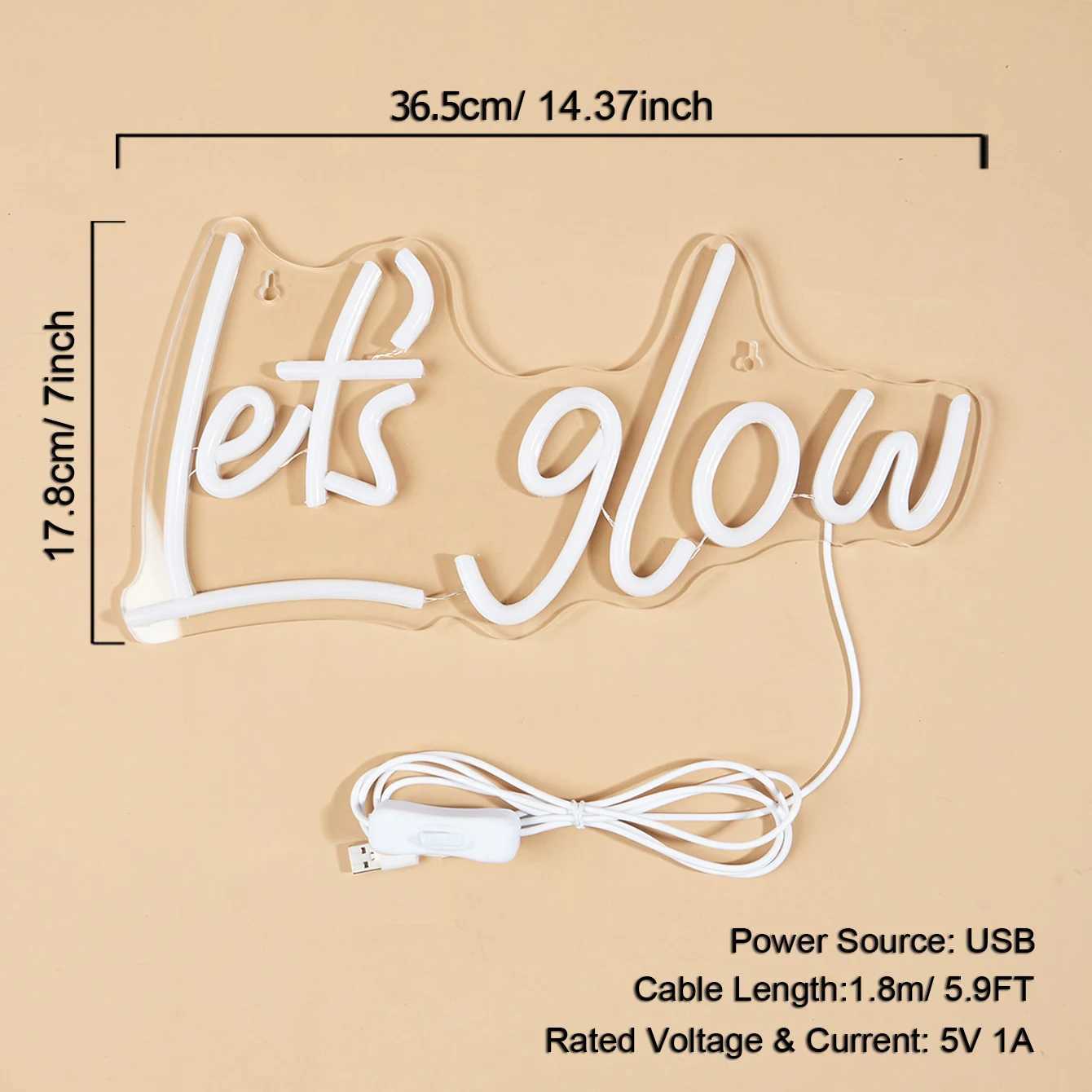 Chi-buy Lets Glow LED Neon Sign USB Powered Neon Signs Night Light 3D Wall Art Game Room Bedroom Living Room Decor Lamp Signs XJ250626