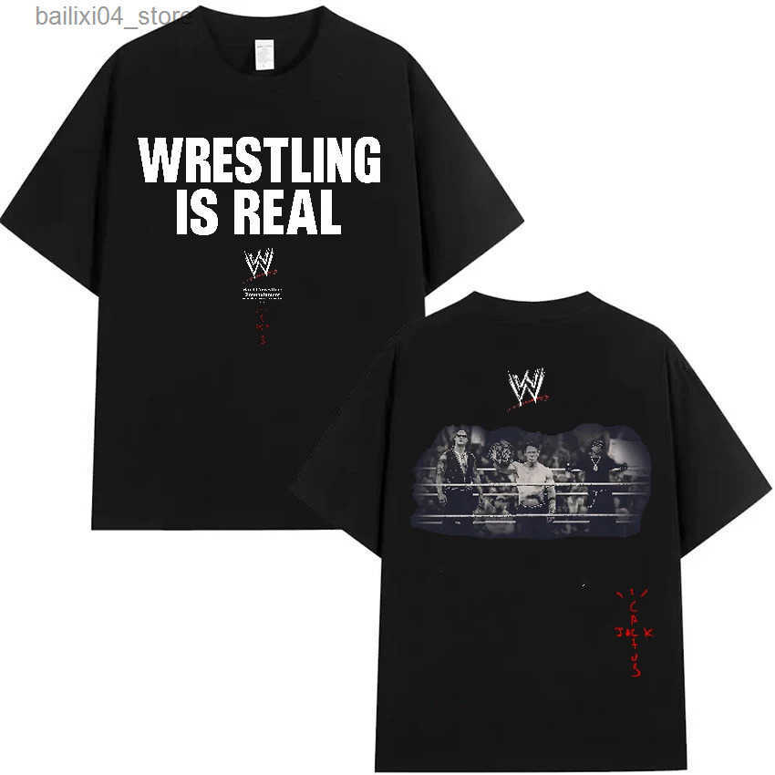 Wrestling Is Real T Shirt Short Sleeve Crewneck T-shirt Men/Women Trendy Top y250627NOHN