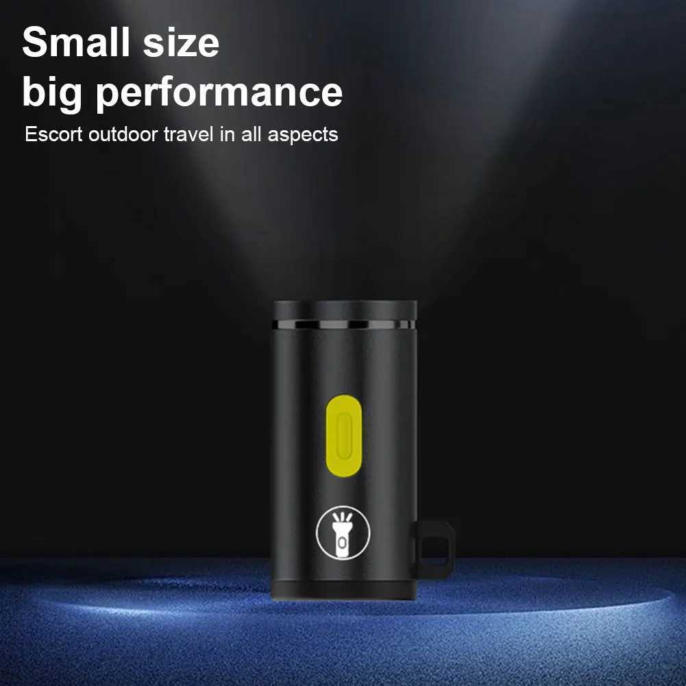 Type-C LED Handheld Strong Light Pocket Keychain Flashlight Mini Flashlight Small Torch Light Outdoor Hiking Camping Accessories W250701