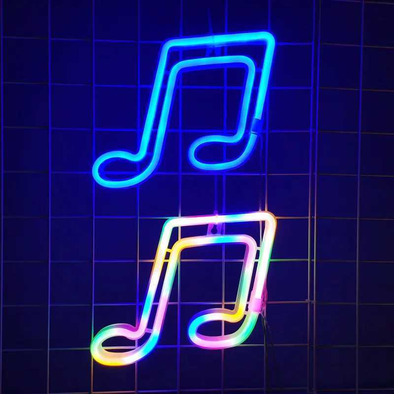 Musical Notes LED Neon Sign USB/Battery Powered LED Light for Bedroom Room Decoration Gift Night Light Decoration Party Holiday XJ250626