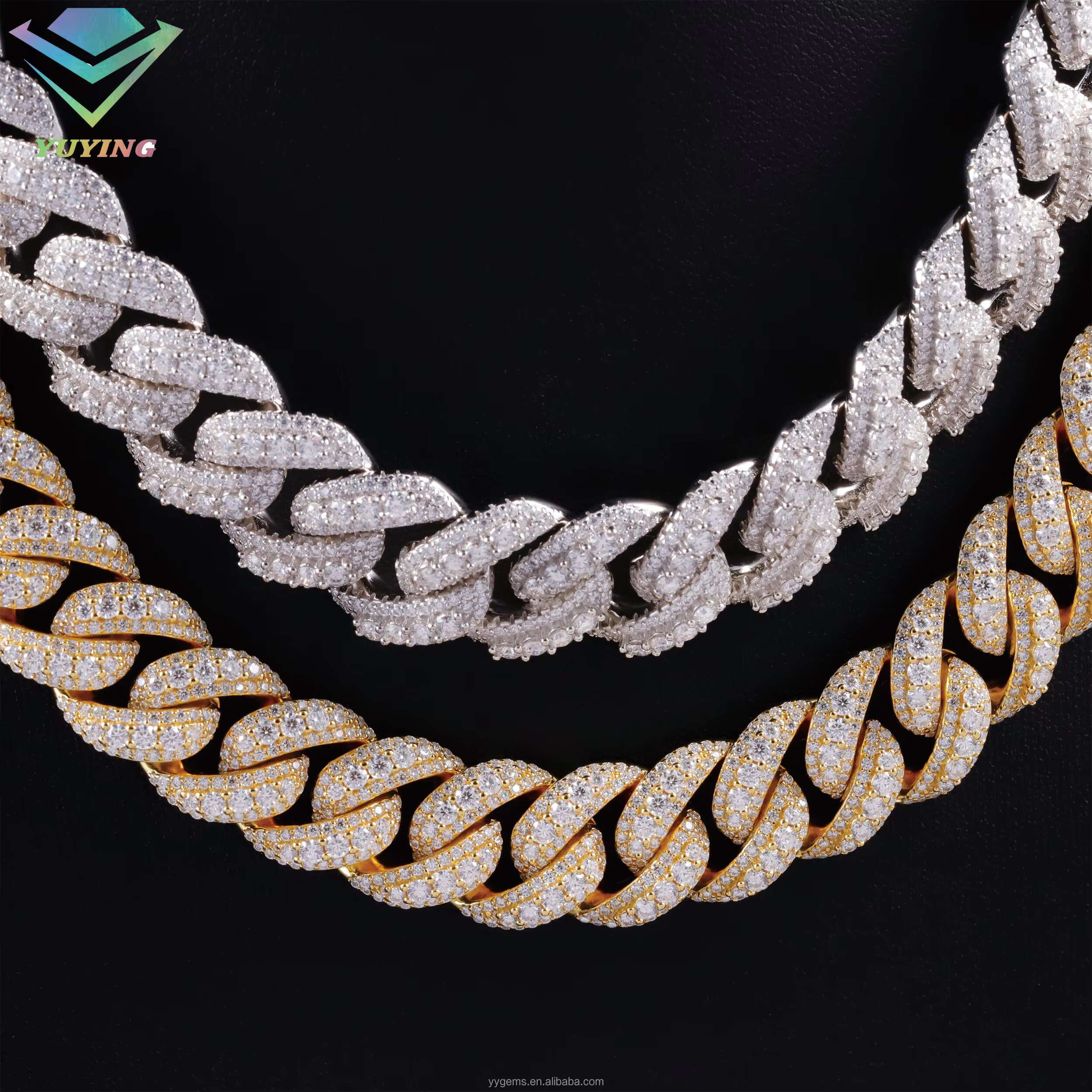 Heavy Solid Raise Diamond 925 Sterling Silver 16mm Mens VVS Moissanite Diamonds Cuban Link Chain With GRA Certificate