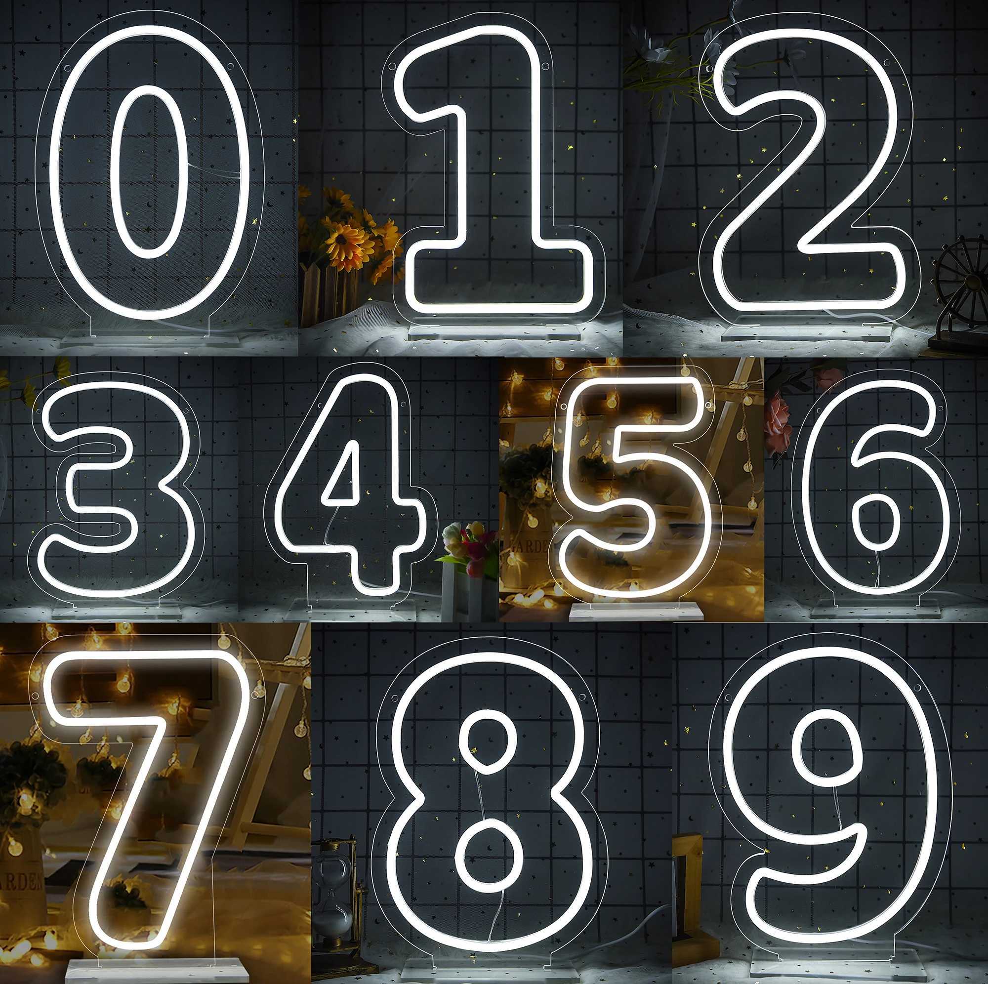 Number Neon Sign Wall Decor LED Lights Sign for Wedding Birthday Party Anniversary Home Number Light Decor Bar Decor XJ250626