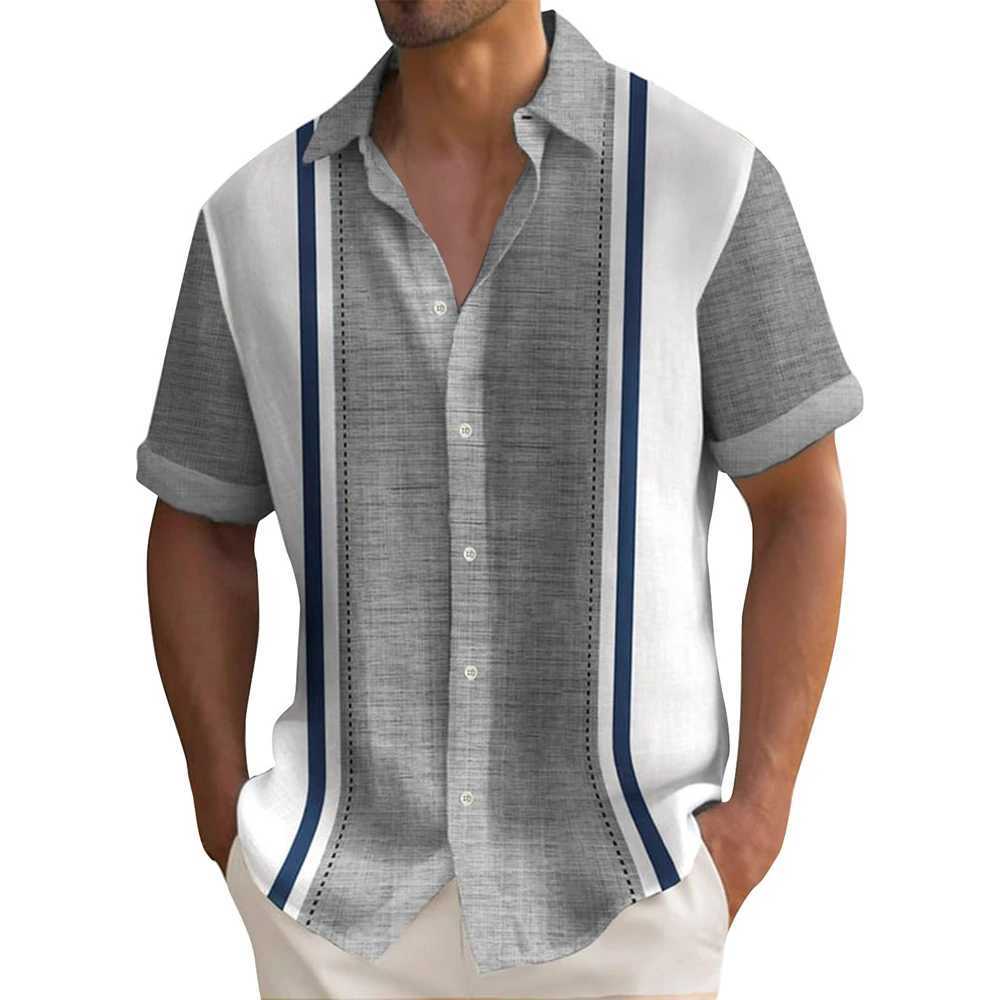 2024 New Mens Shirt Plaid Print Retro Lapel Short Sleeved Shirt Casual Vacation Mens Designer Designed Clothing in Plus Size W250627