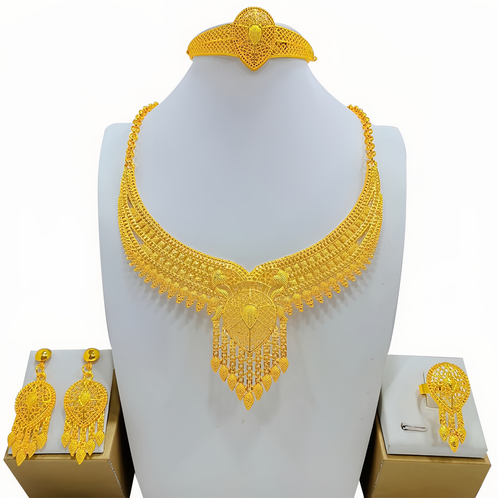 Necklace Earrings set Dubai Gold Color Jewelry Set for Women Wedding Party Jewelry Gifts N110817 240903