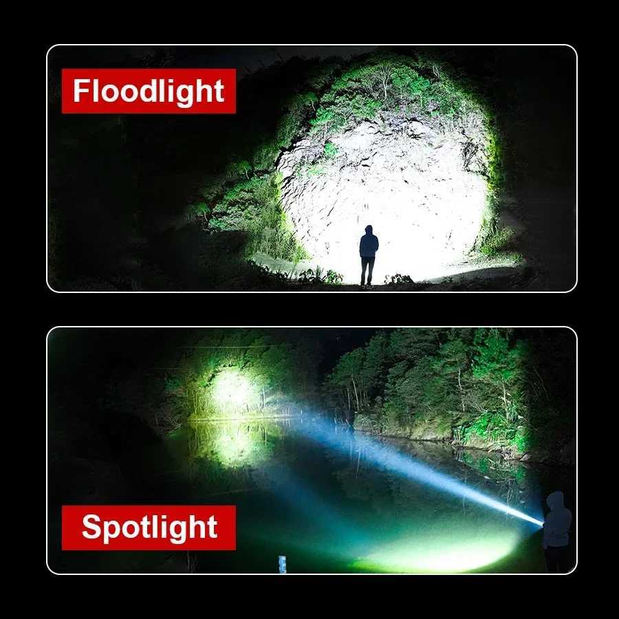 500000 Lumens Ultra Powerful Flashlight Rechargeable Portable Lantern Waterproof Tactical Flashlights Outdoor Strong Light Torch W250701