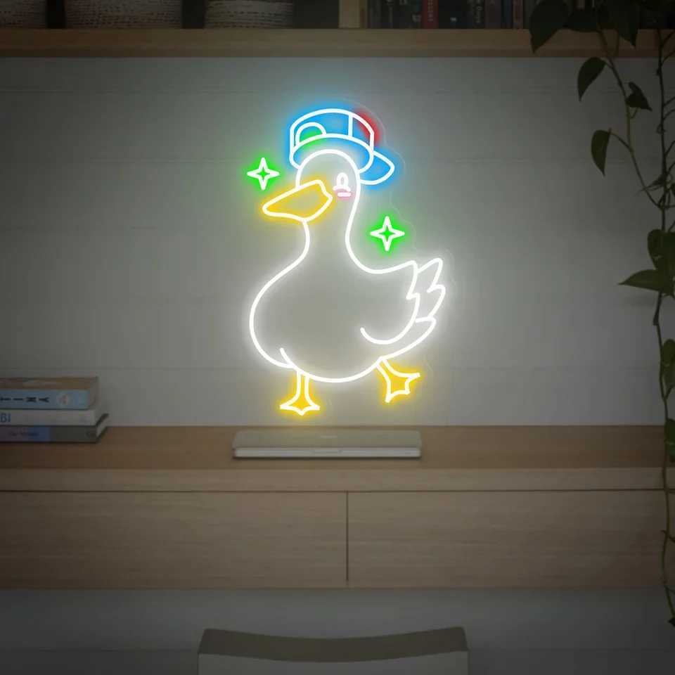 Anime Duck Neon Sign Custom Animal Sign Up for Kids Baby Game Room Bedroom Cute Duck Decor Bar Club Pub Shop Neon Gift XJ250626